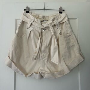 Free People Ivory Paperbag Shorts